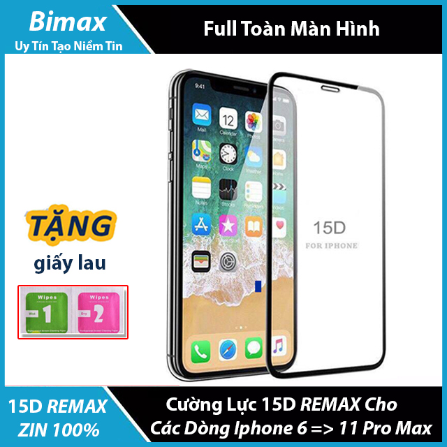 Kính Cường Lực 15D REMAX Cho Các Dòng Iphone 6/7/8/X/11 6 Plus 7Plus 8Plus XsMax Iphone 11 ProMax Chất Lượng Cao Chống Va Đập,Kính Đạt Chuẩn HD Full Toàn Màn Hình-TRUMPHUKIEN
