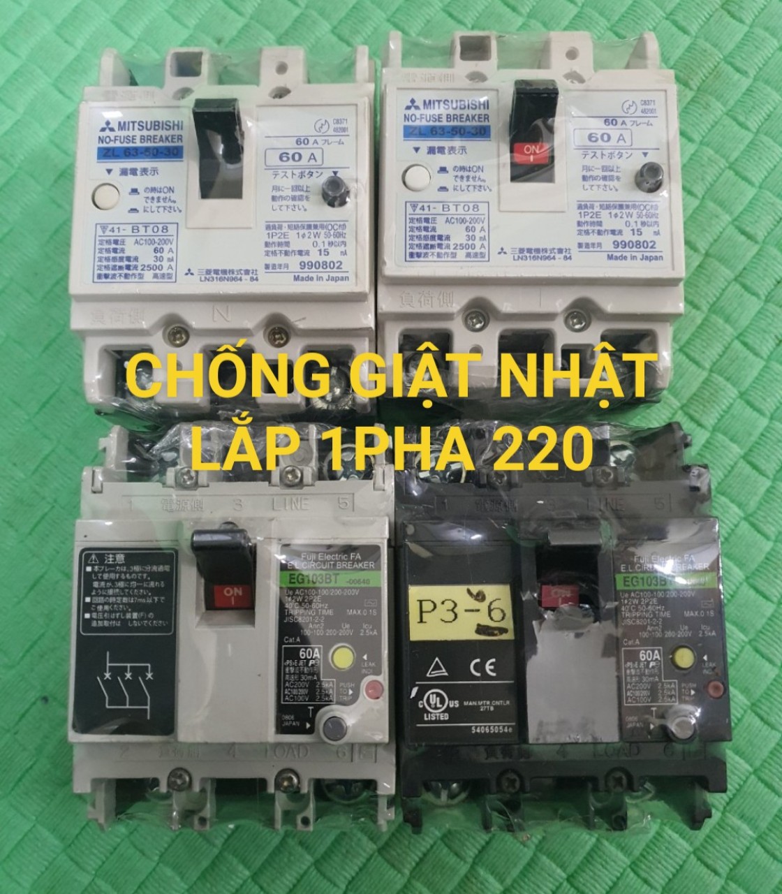 CB CHỐNG GIẬT NHẬT 60A LẮP 220V 1 PHA