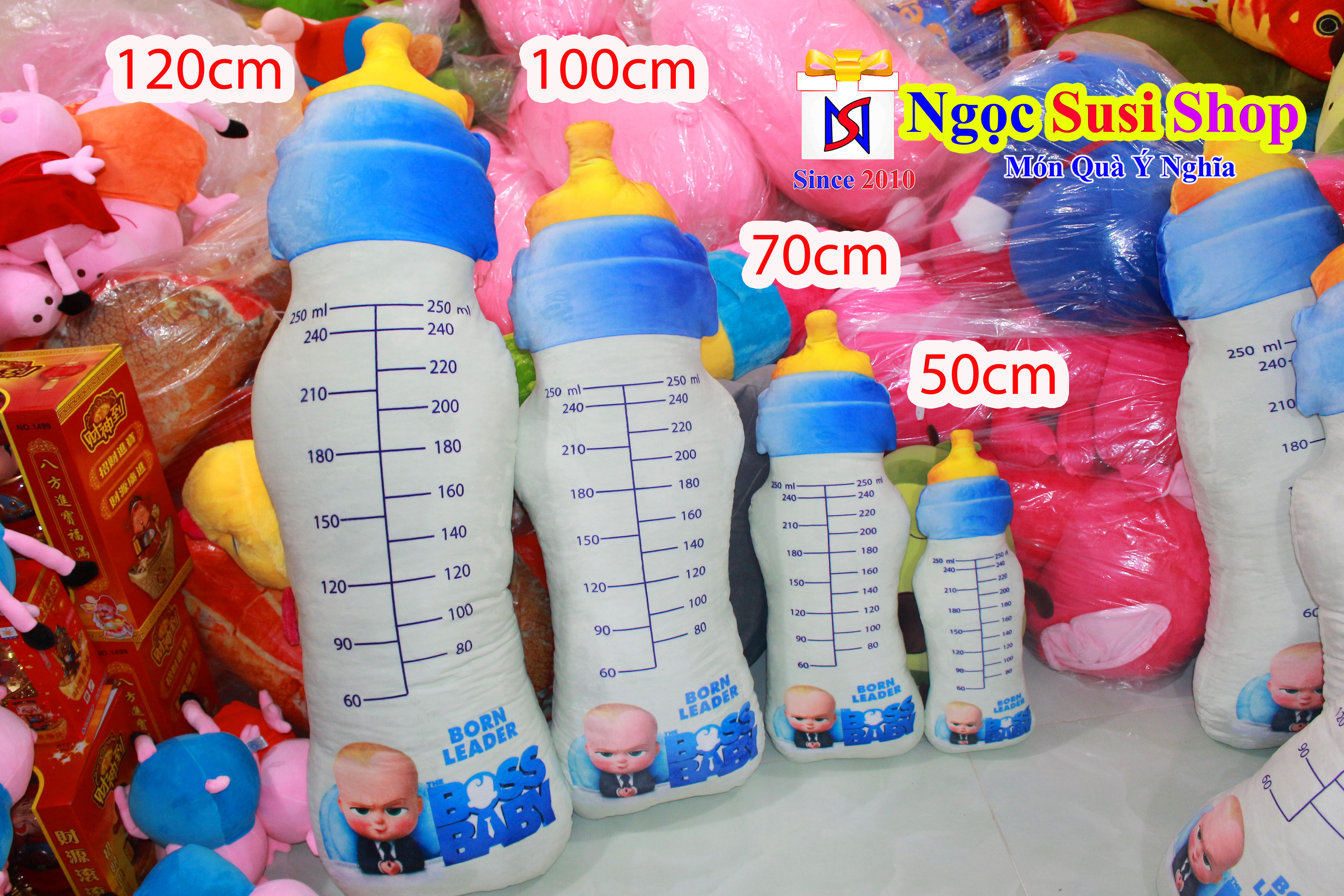 THÚ BÔNG GỐI ÔM BÌNH SỮA 3D SIÊU TO [ MUA CHỌN SIZE]
