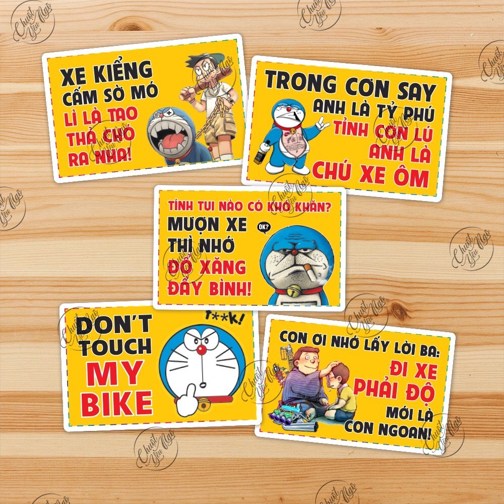 Combo 5 miếng dán cảnh báo vui dán xe máy NT018