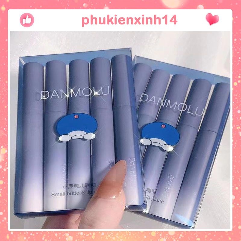 Set 5 cây son kem lì DANMOLU kháng nước lâu trôi bền màu chống thấm nước