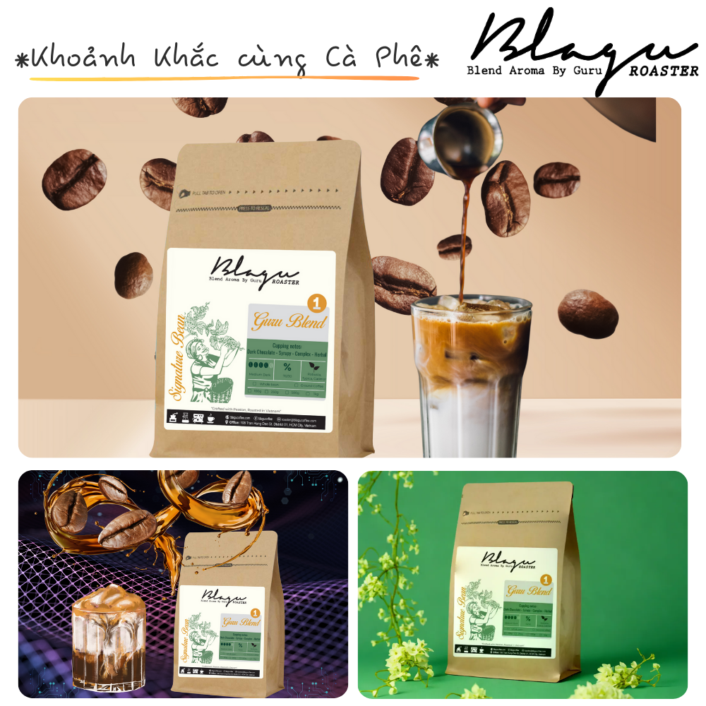 Cà Phê Blagu Hạt Đã Rang, Guru Blend 1 - Dòng Cà Phê Truyền Thống - Medium-Dark - 250g