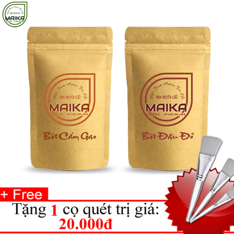 Combo Bột Cám Gạo + Bột Đậu Đỏ - Nguyên Chất MK Farm - (50g/túi) + Tặng Cọ Quét giá rẻ