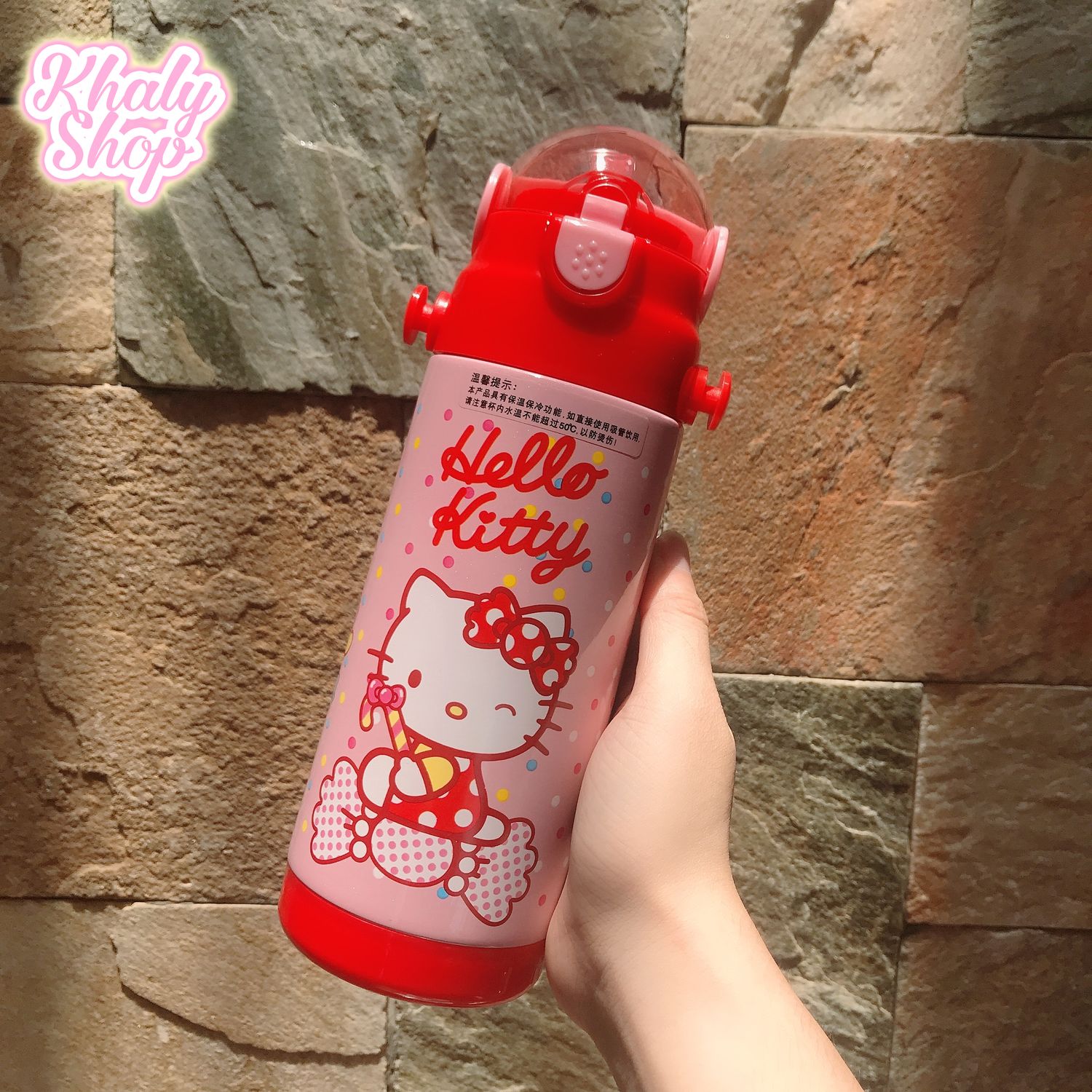 Bình nước giữ nhiệt hình Mèo Kitty nắp trong suốt màu trắng, hồng đậm, hồng nhạt cho trẻ em, bé gái - (380ml) - KT3610