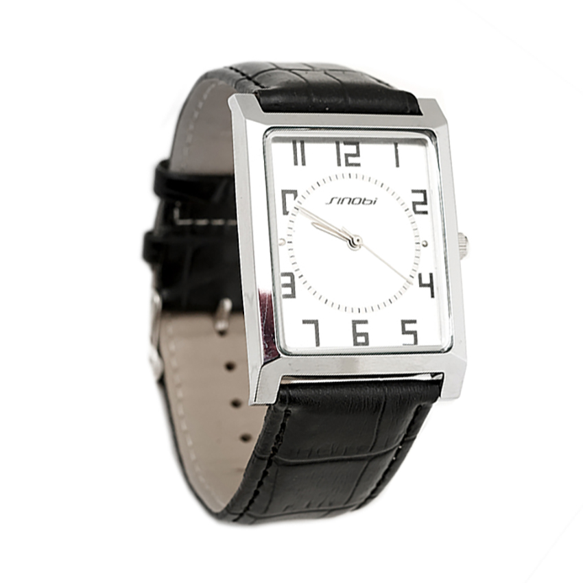 Đồng hồ nam dây da Sinobi 9155 (Đen Trắng)