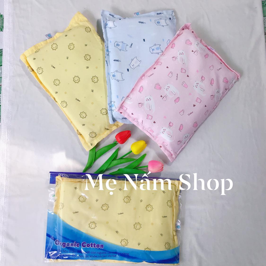 Gối Xô Sơ Sinh Ruột Bông DOKMA