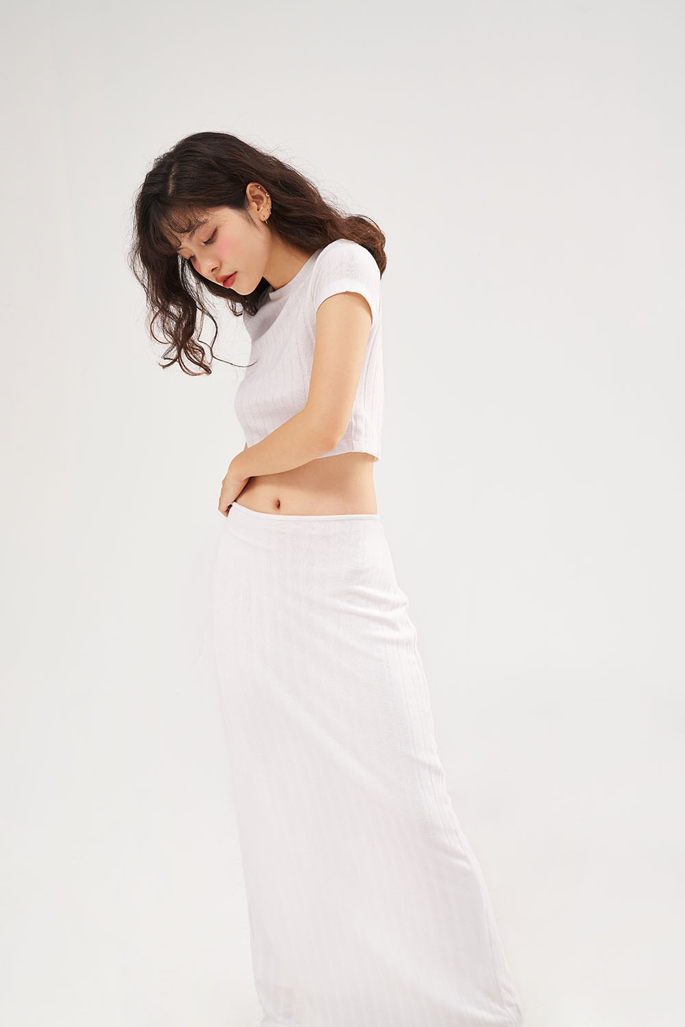 DOTTIE - Váy midi vải thun gân S0137