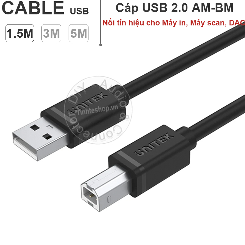 USB 2.0 AM-BM for Printer Scanner HP CANON EPSON SAMSUNG.v.v. 1.5M to 5M Unitek