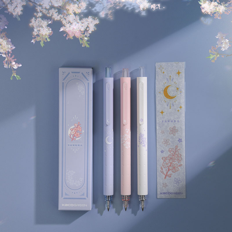 Bộ 3 bút gel Kaco Rocket Sakura ngòi 0,5mm (Hàng chính hãng)