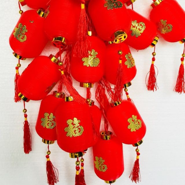 Wire red lantern decorative braid cylindrical long-line long 5m (6x10cm)