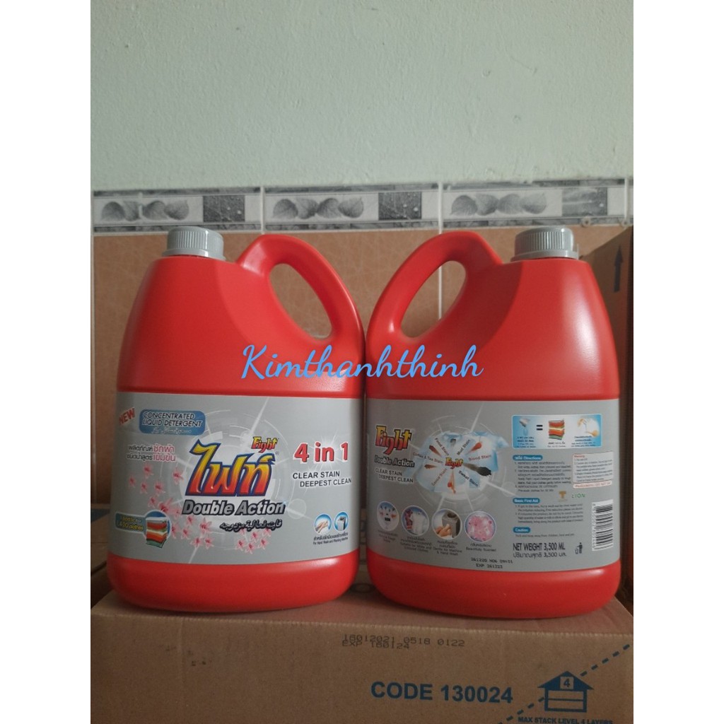 (KTT) Nước giặt Fight 4in1 Thái Lan 3000ml Can Xám