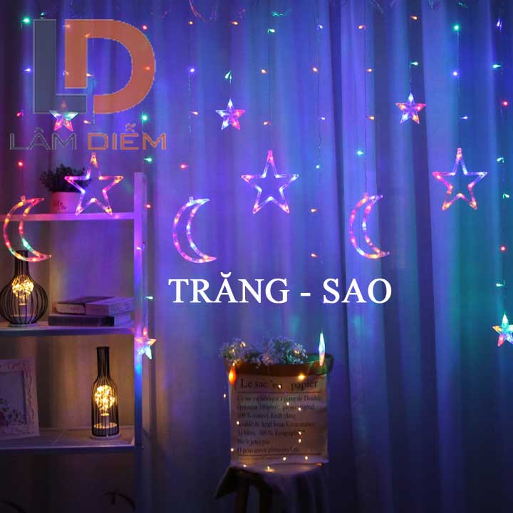 Đèn Trang trí dạng rèm trăng sao 2m5 12 sợi thả