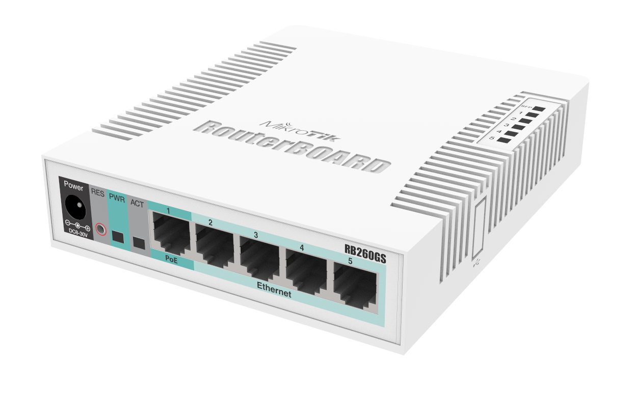RouterBOARD - Mikrotik RB260GS - Gigabit Smart Switch - SwOS - 1 port