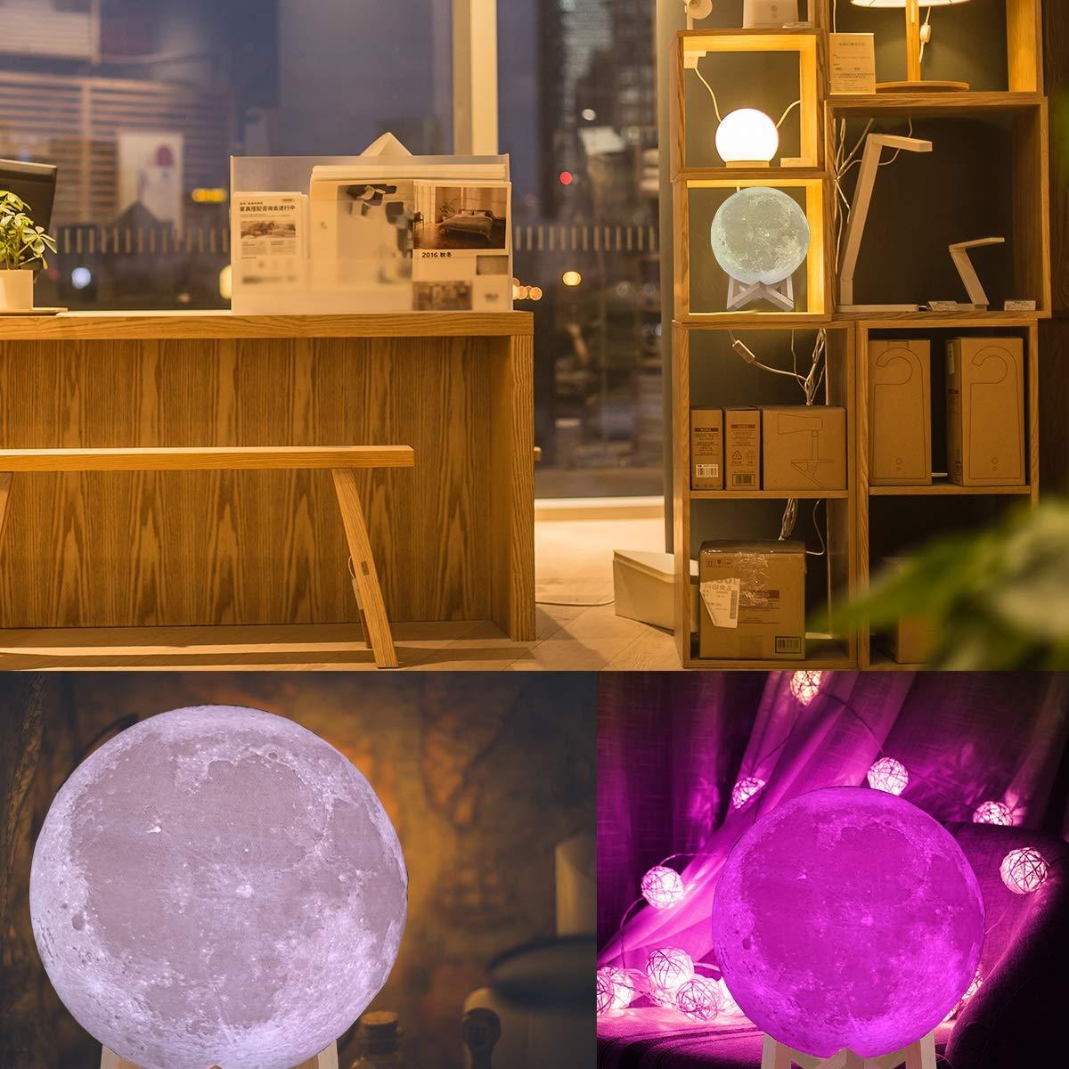 Đèn Ngủ Mặt Trăng 3D Moon Light 3D Version 2018 Size 15 và 18 Cm Tặng Kèm Đế Gỗ