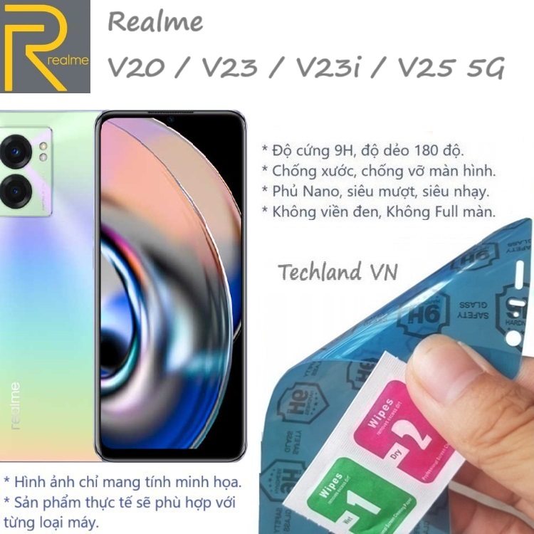 Cường Lực Phủ Nano Realme V20 / V23 / V25 / V23i 5G - Trong Suốt, Không Full Màn, Không Viền Đen