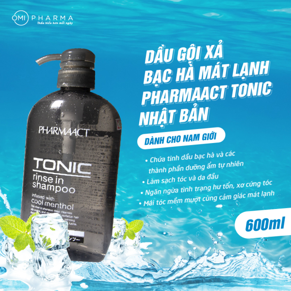 Dầu Gội Xả 2in1 Bạc Hà Mát Lạnh cho Nam PharmaAct Tonic Rinse In Shampoo (600ml)