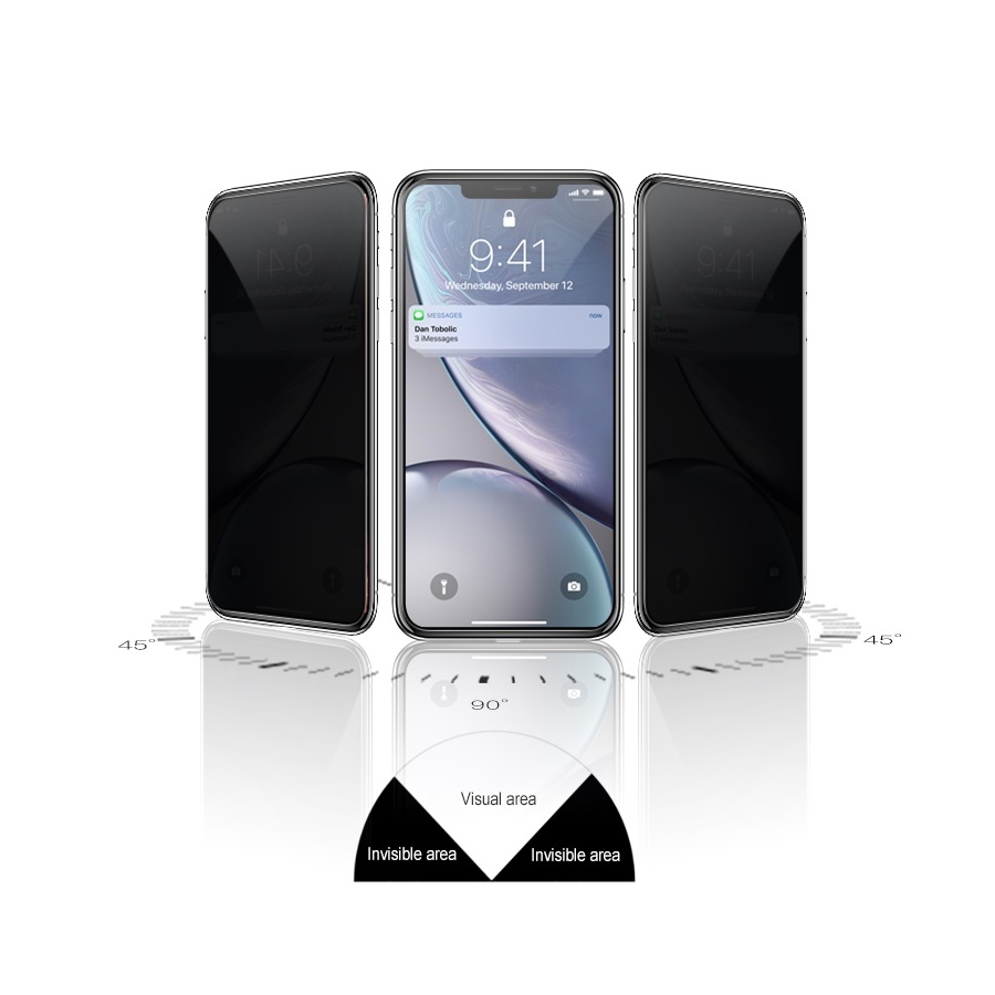 Kính cường lực chống nhìn trộm Mipow 3D Premium cho Iphone ĐỦ DÒNG