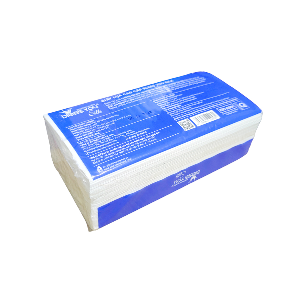 ( combo 8 gói) Khăn giấy rút Bless You silk 2 lớp 200 tờ
