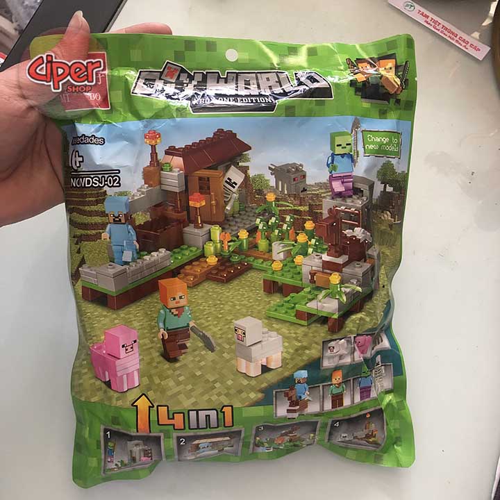 Mô hình lắp ráp minecraft - Mô hình lắp ráp 4in1 390 chi tiết