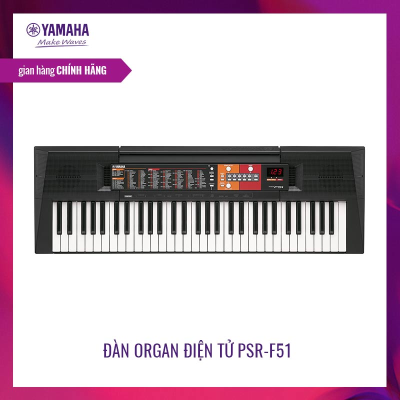 Đàn organ (keyboard) điện tử Yamaha PSR-F51 - Dòng đàn keyboard tiêu chuẩn dành cho những người mới bắt đầu,120 hệ âm sắc, 114 nhịp điệu, tích hợp Bộ gõ nhịp Metronome - Bảo hành chính hãng 12 tháng