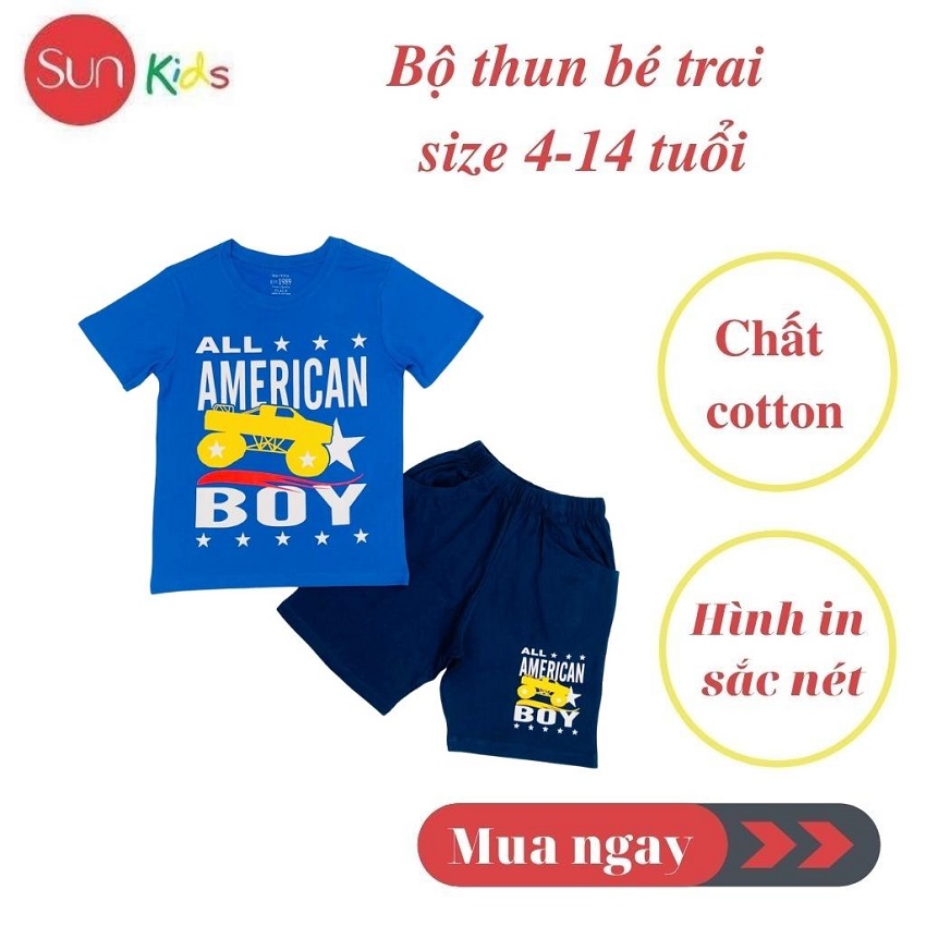 [Siêu Phẩm] Bộ Thun Bé Trai, Size Siêu Đại 4-14T, Hàng Made In Vn, Chất Cotton Xuất Dư Đẹp, Nhiều Màu Sắc