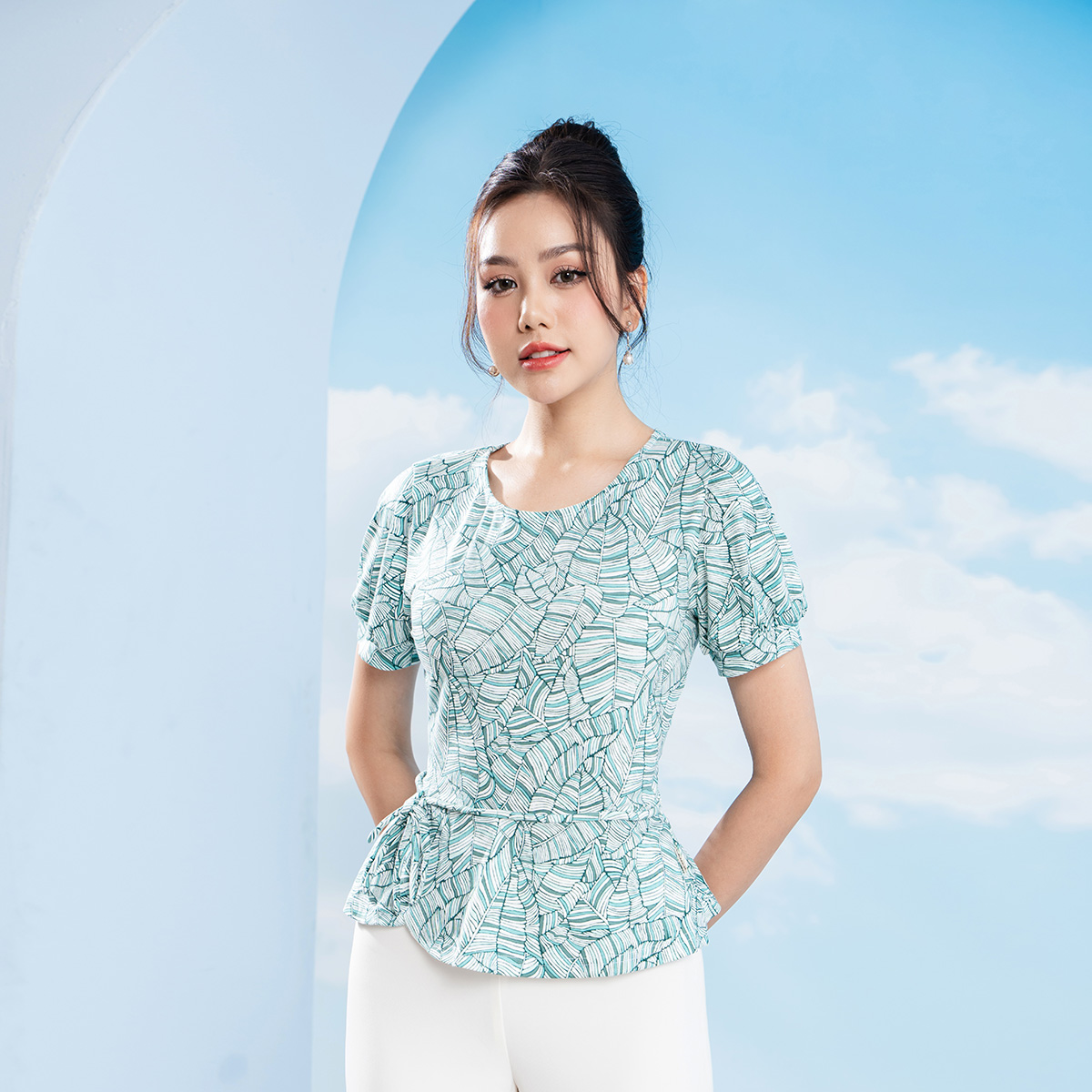 Áo Peplum Lamer Nơ Eo Tay Cộc L61B23H030