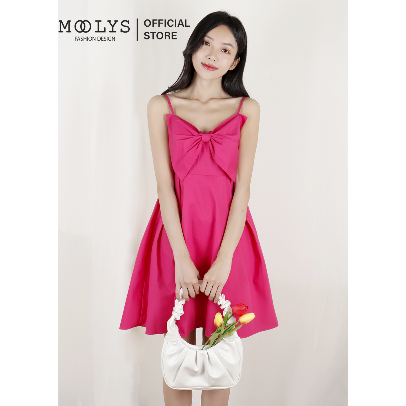 Đầm hai dây đính nơ dễ thương Moolys MD007