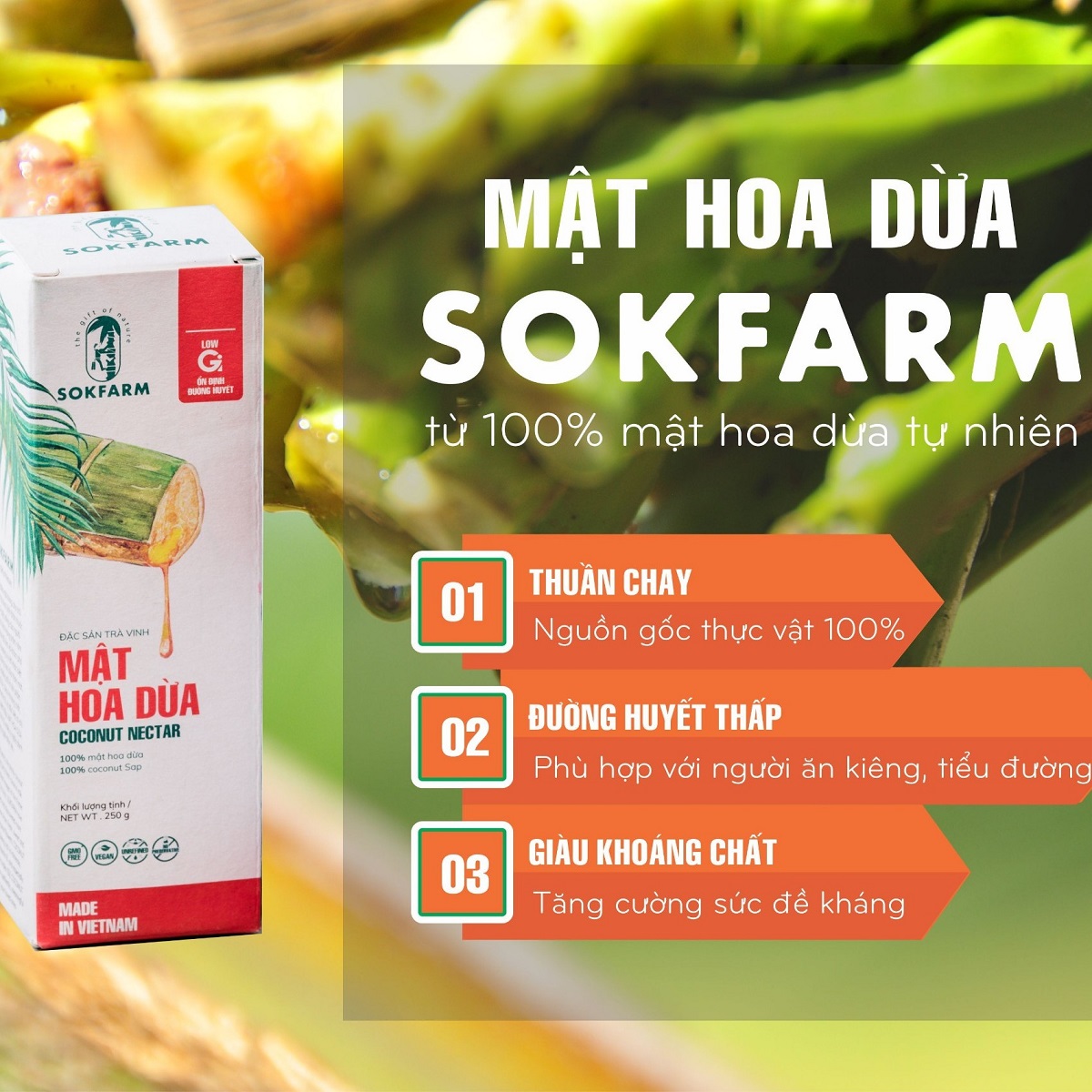 MẬT HOA DỪA - SOKFRAM- 250ml - ĐẶC SẢN TRÀ VINH