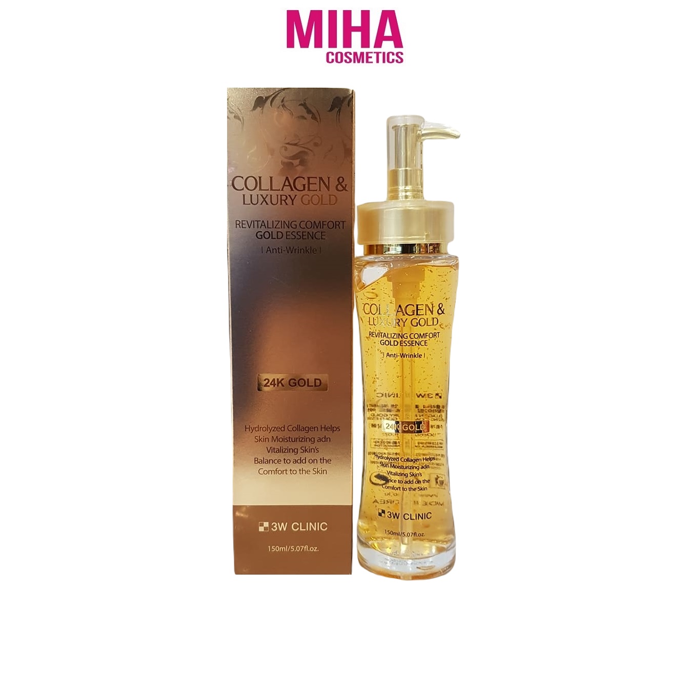 Serum Tinh Chất Vàng Dưỡng Trắng Tái Tạo Da Collagen & Luxury Gold 3W Clinic 150ml Hàn Quốc