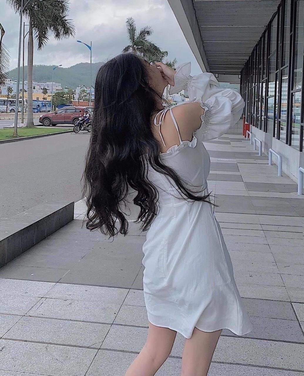 Đầm nữ trắng tinh khôi tay phồng