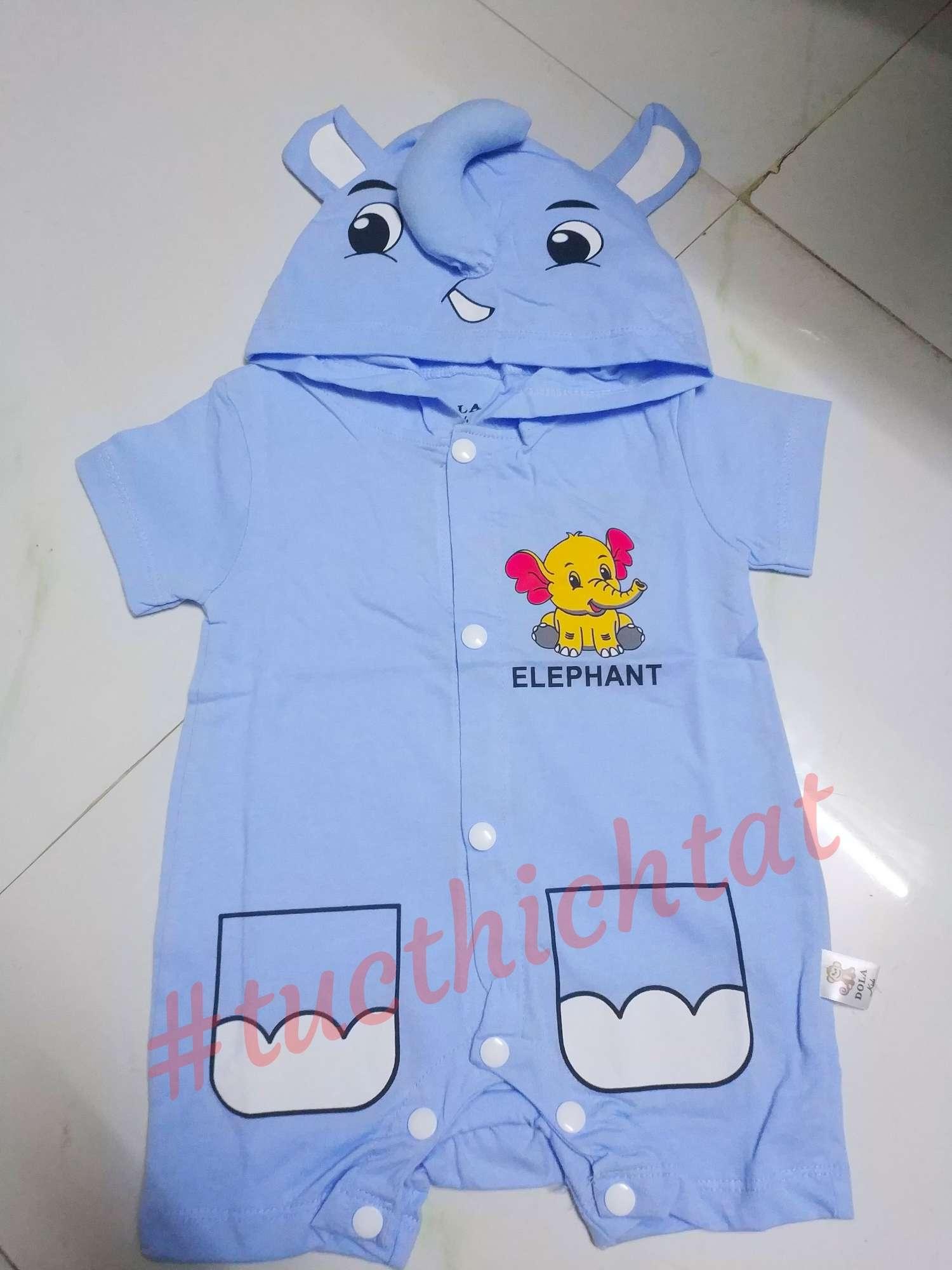 Body hình thú - Voi xanh (100% cotton)