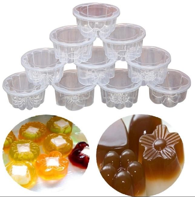 Combo 50 Khuôn Làm Rau Câu Bánh Flan 6,5cm Có Nắp Đậy