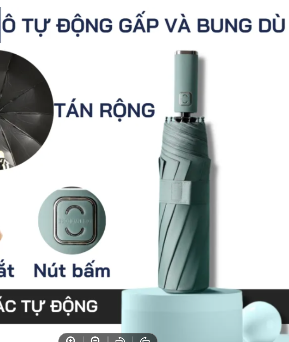 Ô dù che mưa, che nắng chống tia UV cỡ lớn 2 lớp, nan to, cán dài chống gỉ cao cấp, thiết kế thông minh đóng mở tự động