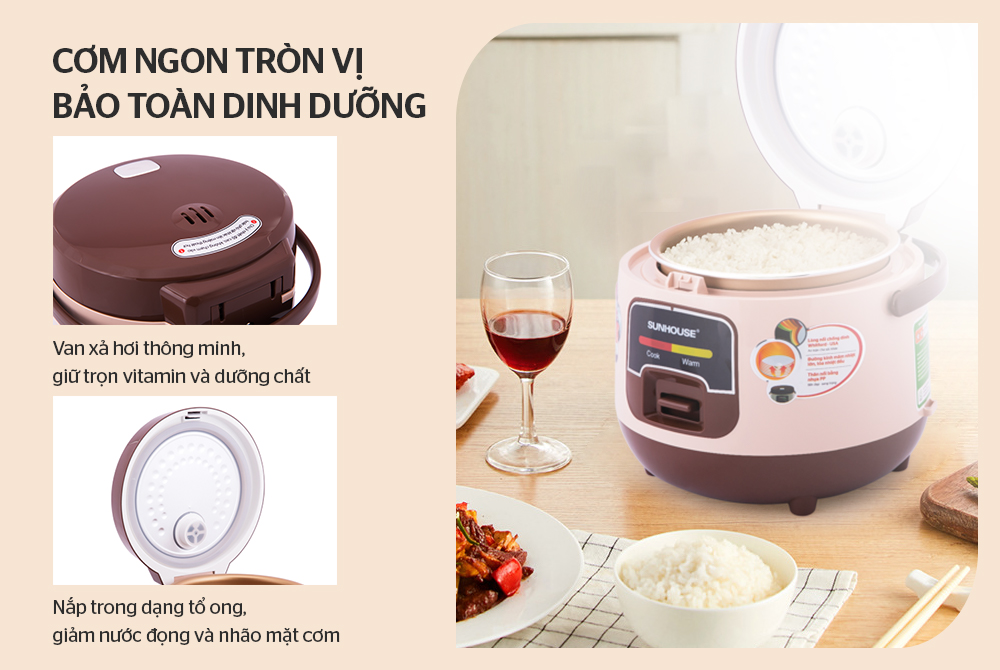 Nồi cơm điện 1l Sunhouse SHD8208C
