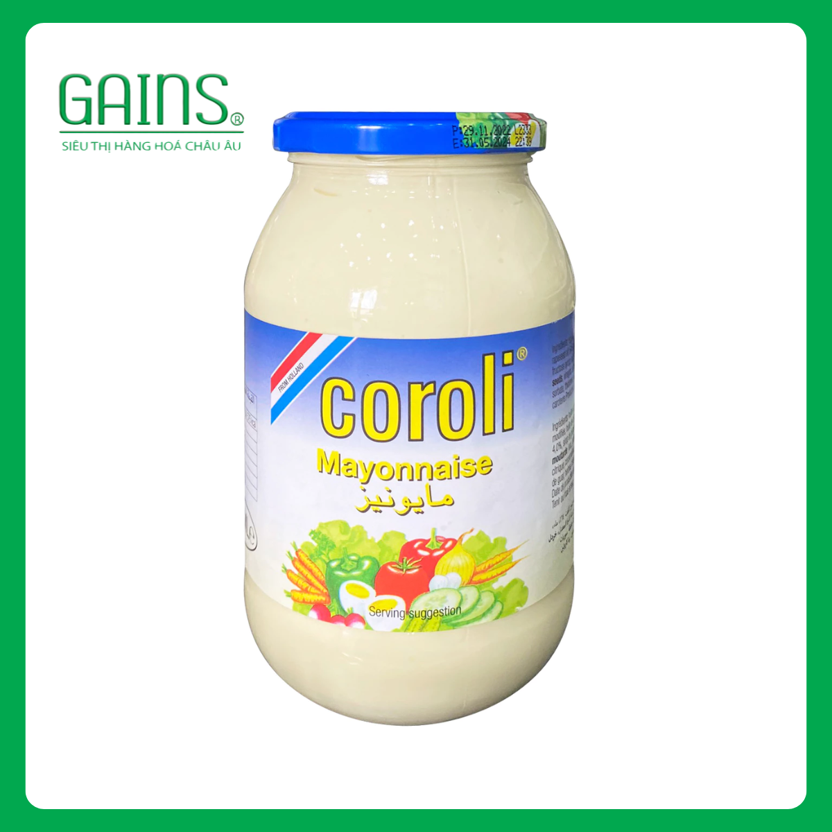 Sốt Mayonnaise Coroli từ Hà Lan Nguyên liệu tự nhiên An toàn cho sức khỏe Dùng đa dạng món ăn
