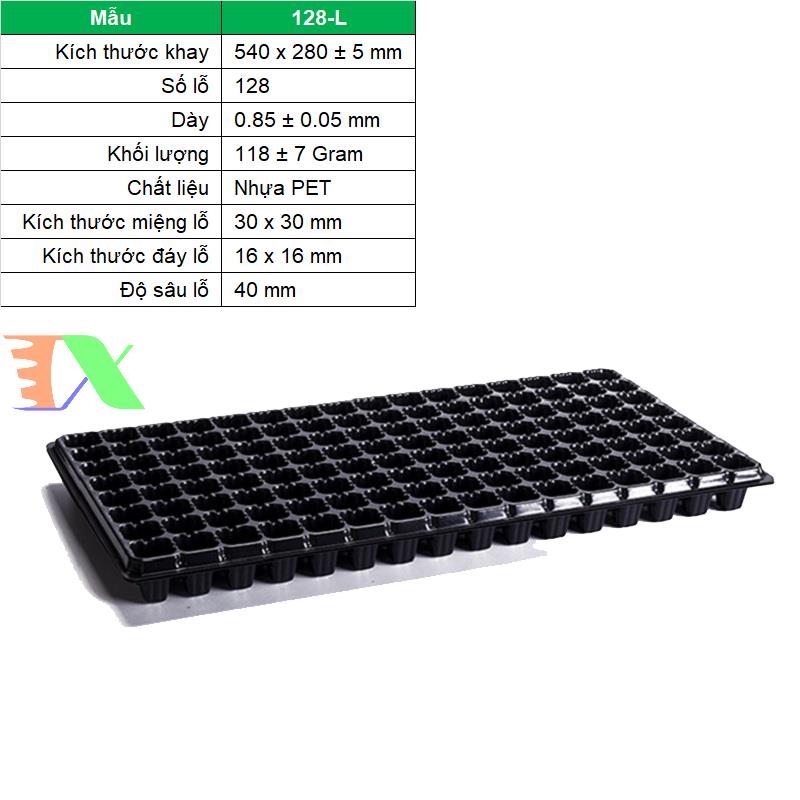 Bộ 5 khay ươm cây, khay ươm hạt, vỉ ươm (128 lỗ)(Đen)