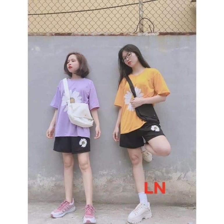 Sét áo hoa cúc unisex +quần đùi hoa cúc LN