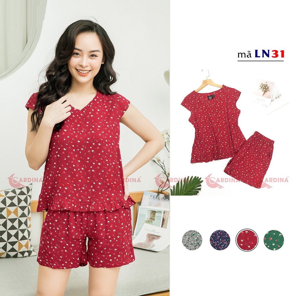 Bộ mặc nhà 𝐂𝐀𝐑𝐃𝐈𝐍𝐀 bộ lanh đùi chất lanh nhung nữ siêu thoáng mát