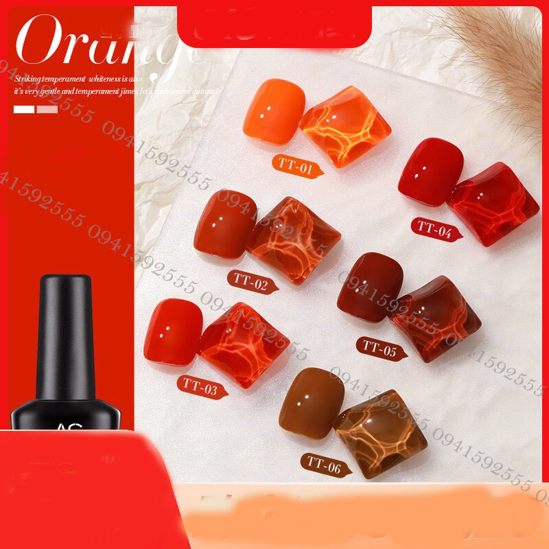 Set sơn móng gel AS 6 màu cam đất chai 15ml