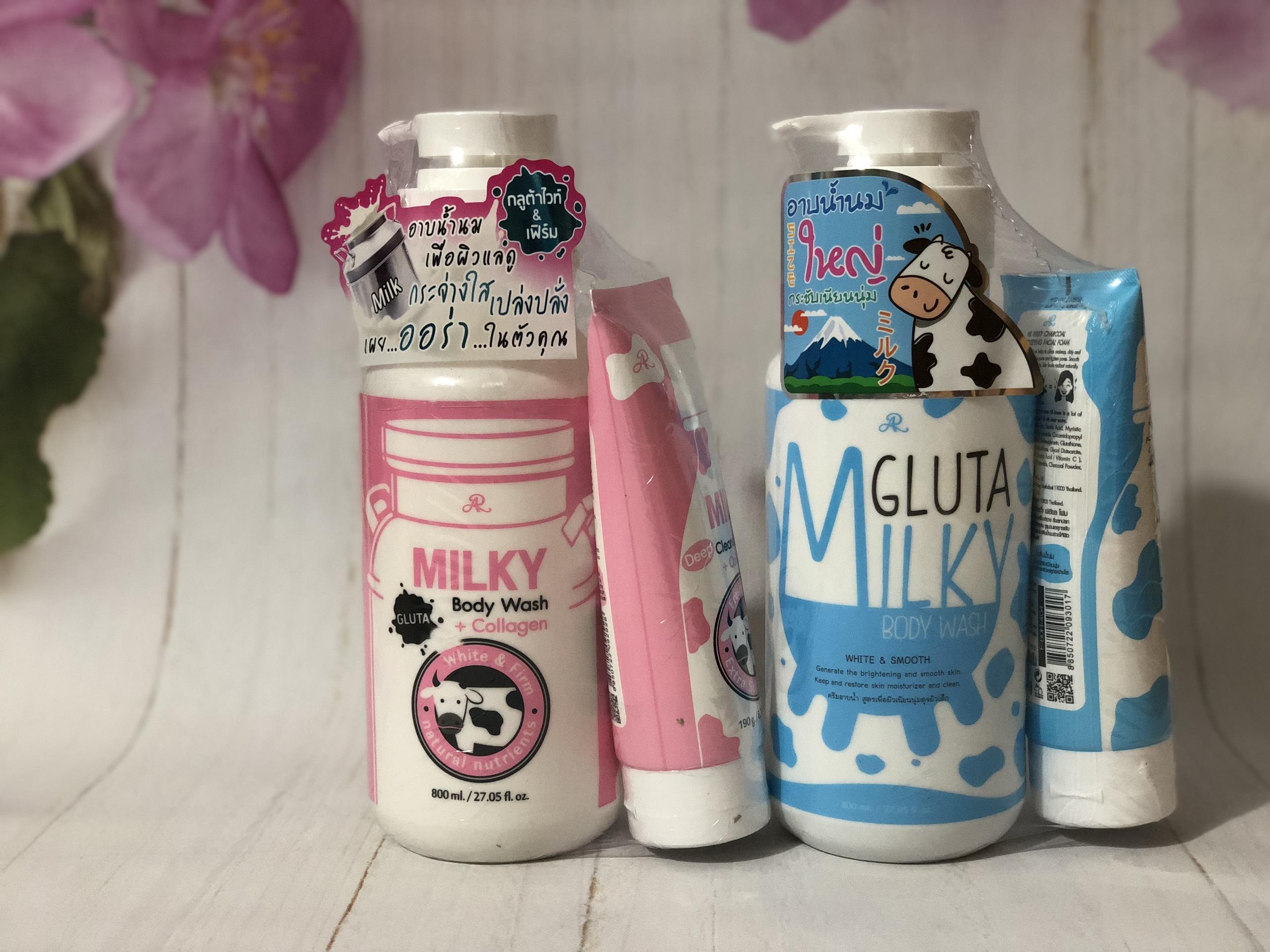 [Siêu hot] Sữa Tắm Bò Gluta Milky Thái Lan 800ml tặng kèm sữa rửa mặt 190g, Date mới sản xuất 22/8/2019 - MISAGOGO