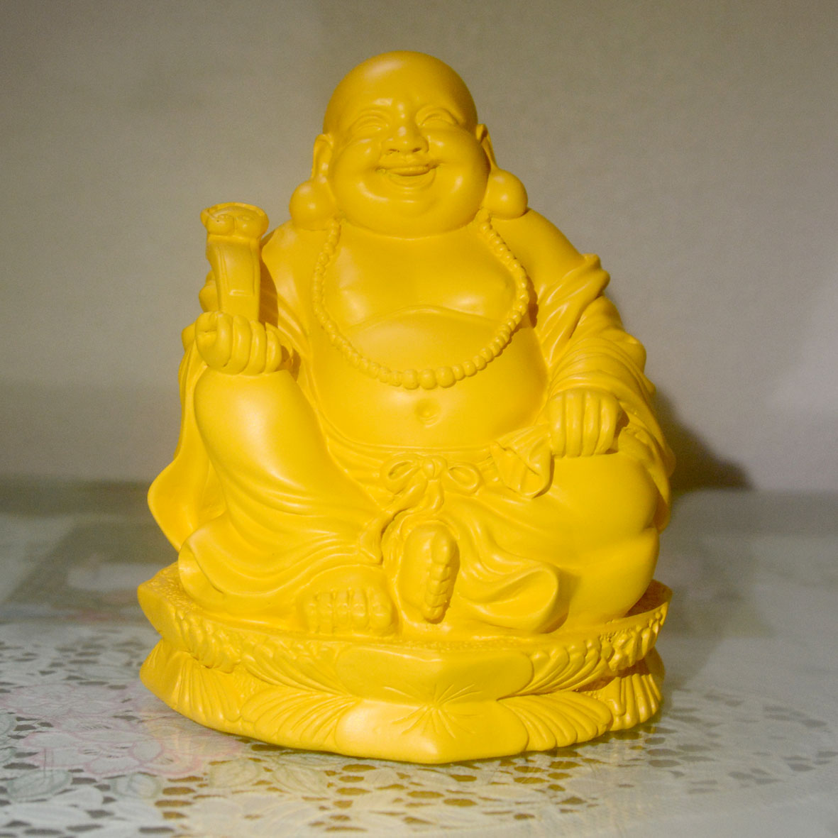 [HCM]Tượng Ngài Di Lặc Bồ Tát ngồi cầm gậy như ý cao 13cm-Nhiều mẫu