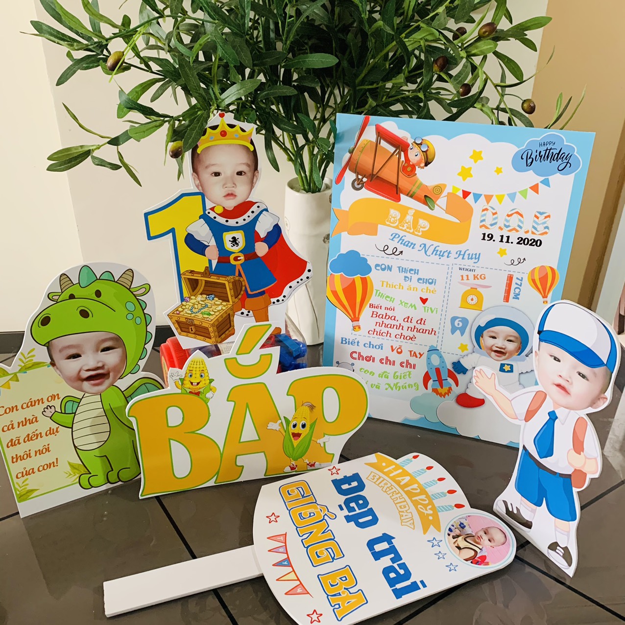 Combo chibi trang trí sinh nhật bé trai bé gái (Ảnh combo chỉ mang tính chất minh hoạ)