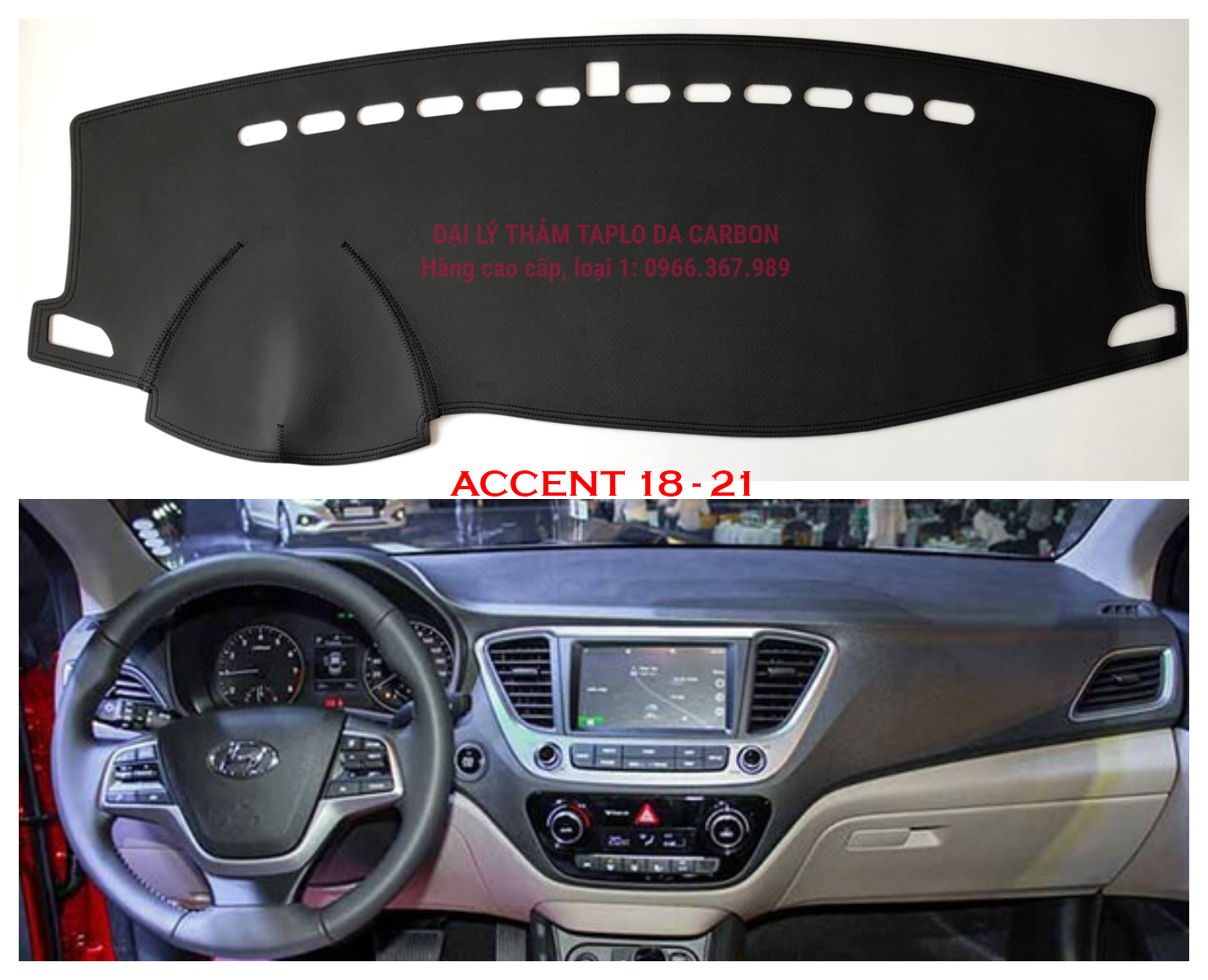 Thảm Taplo Da vân Carbon cao cấp xe HYUNDAI ACCENT
