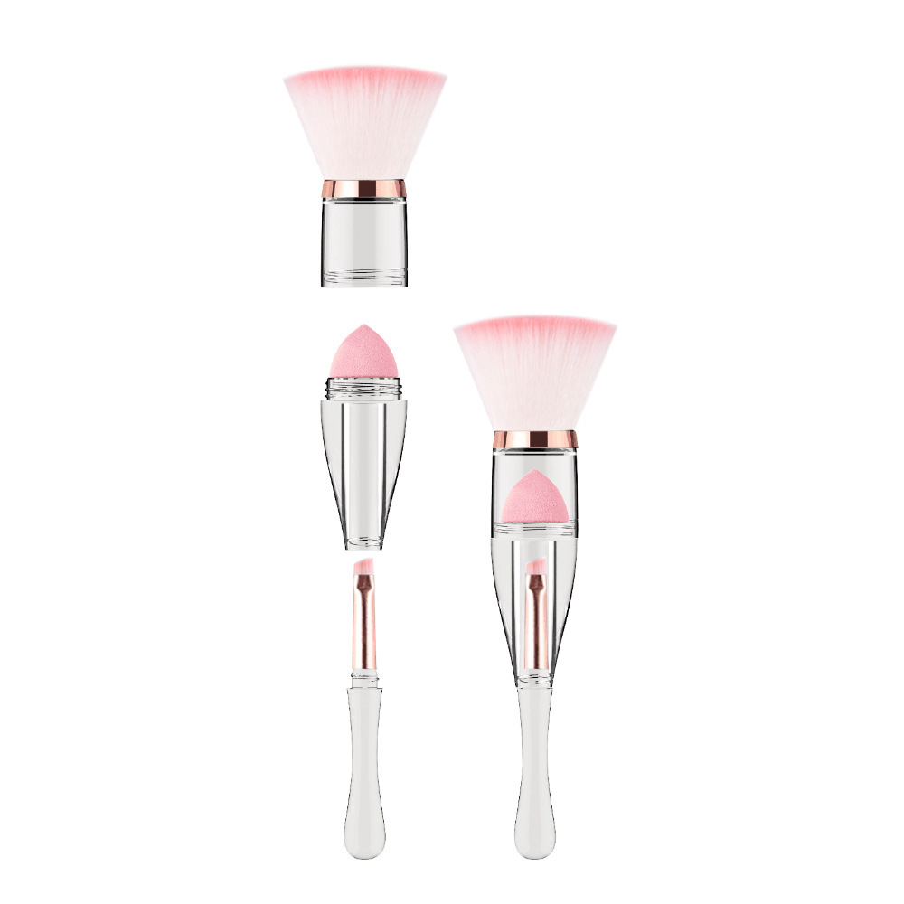 Soft 3 in 1 multifunctional travel makeup brush angled sponge makeup brush eyebrow eye shadow brush cosmetic