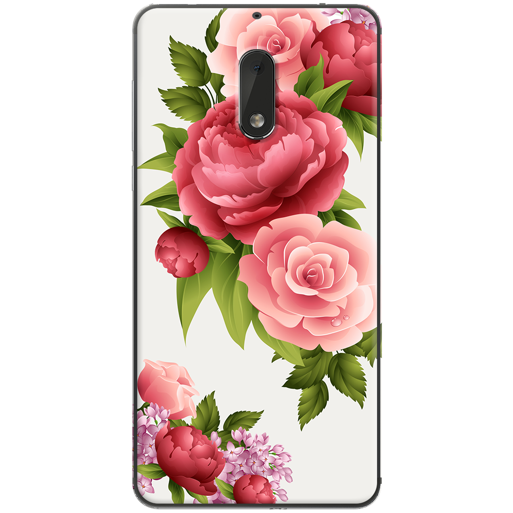 Silicone case for Nokia 6 (2017) - Hoa hồng nền trắng