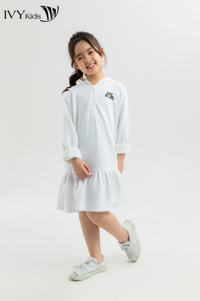 Đầm thun xòe cổ mũ bé gái IVY moda MS 42G1178