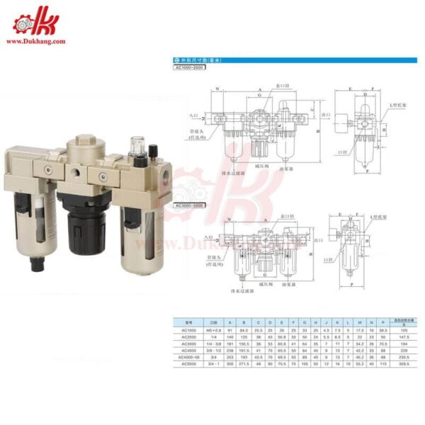 Bộ 3 lọc khí nén AL+AR+AF=AC