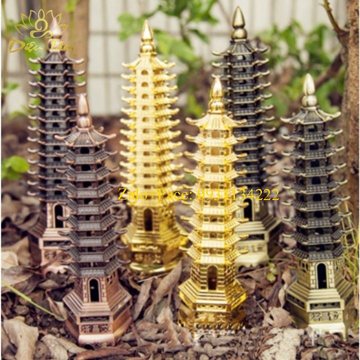 Tháp văn xương đồng phong thủy 9 tầng 18cm công danh học tập Diệu Tâm