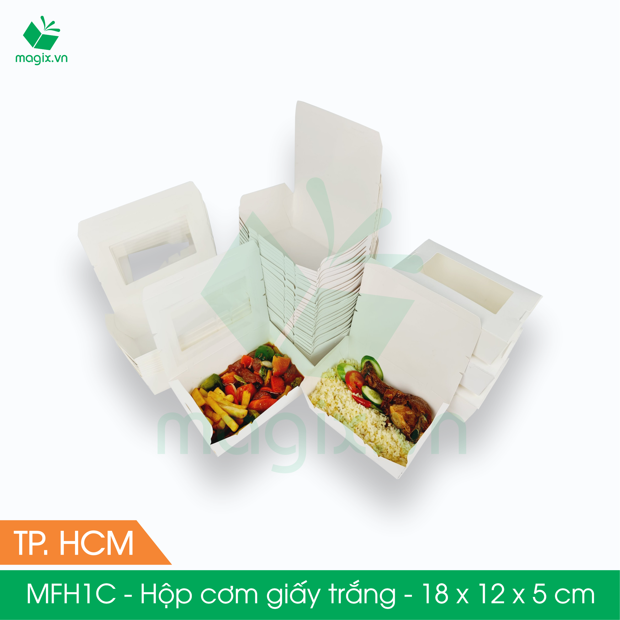 MFH1C - 500 Hộp giấy trắng đựng đồ ăn