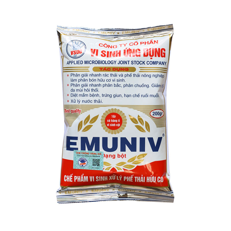 Chế phẩm vi sinh xử lý phế thải hữu cơ Emuniv (200gr)
